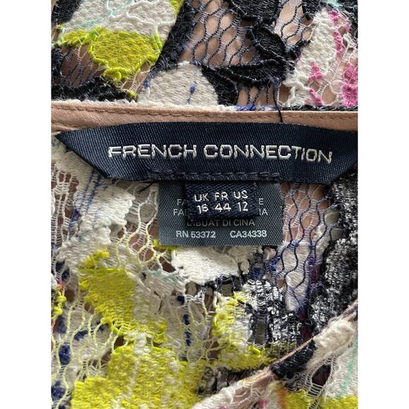 French Connection Dress Floral Lace Sheath Cap Sleeve Multicolor - Picture 9 of 11